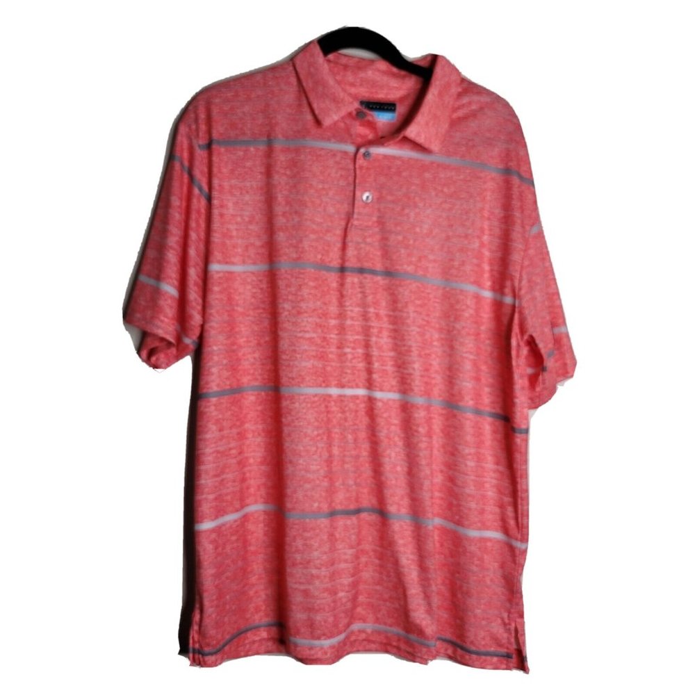 PGA Tour Golf Polo Shirt Size XL  Orange Gray Stripe
